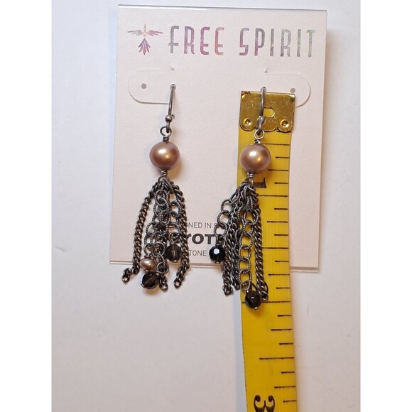 Peyote Bird Free Spirit Pearl Multi Chain & Bead 2" Tassel Drop Earrings NWT - Picture 7 of 7